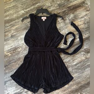 Black Pleated Romper